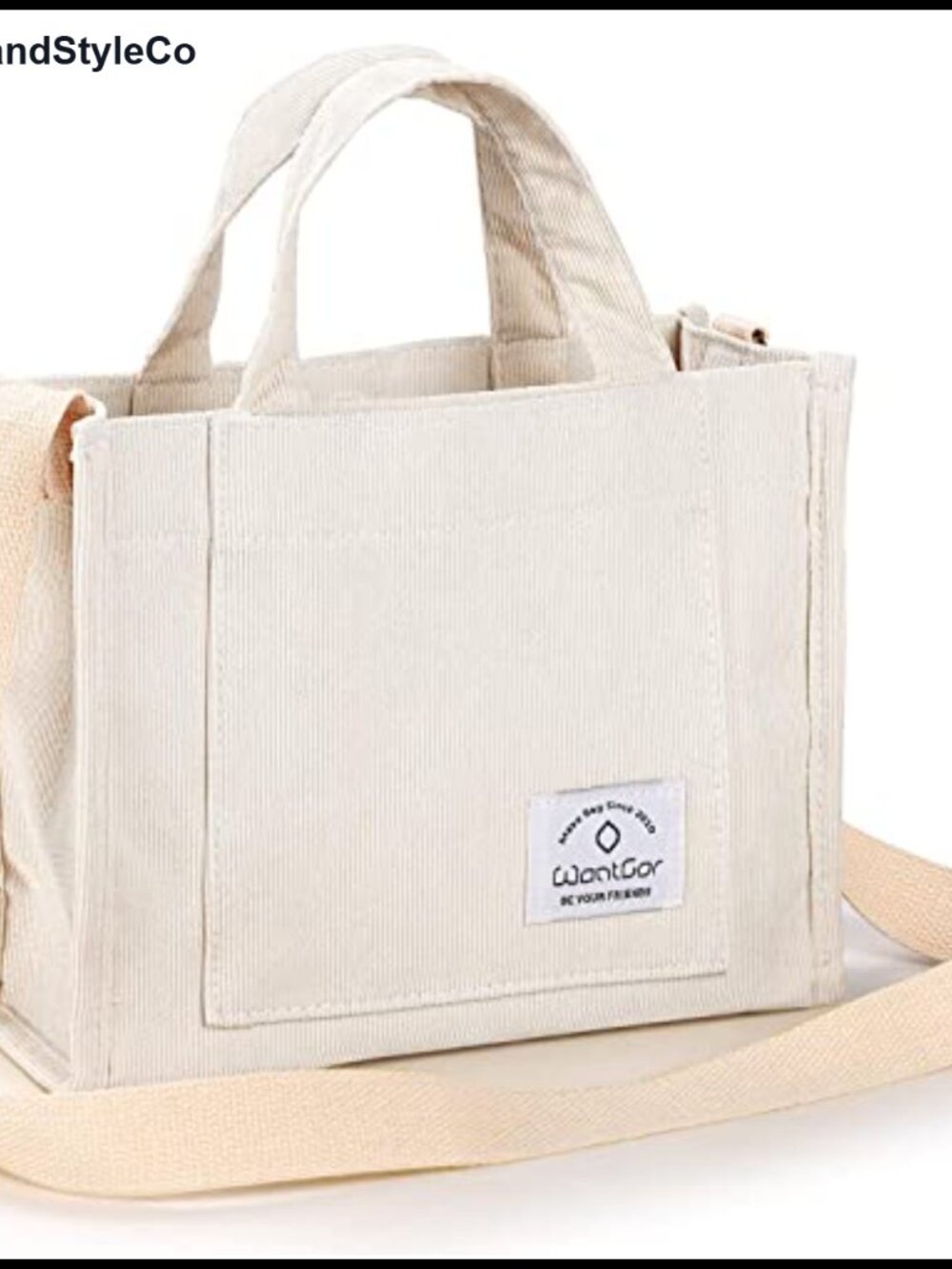 Corduroy Tote Bag for Women, Crossbody Shoulder Handbag, Multi-Pocket Satchel